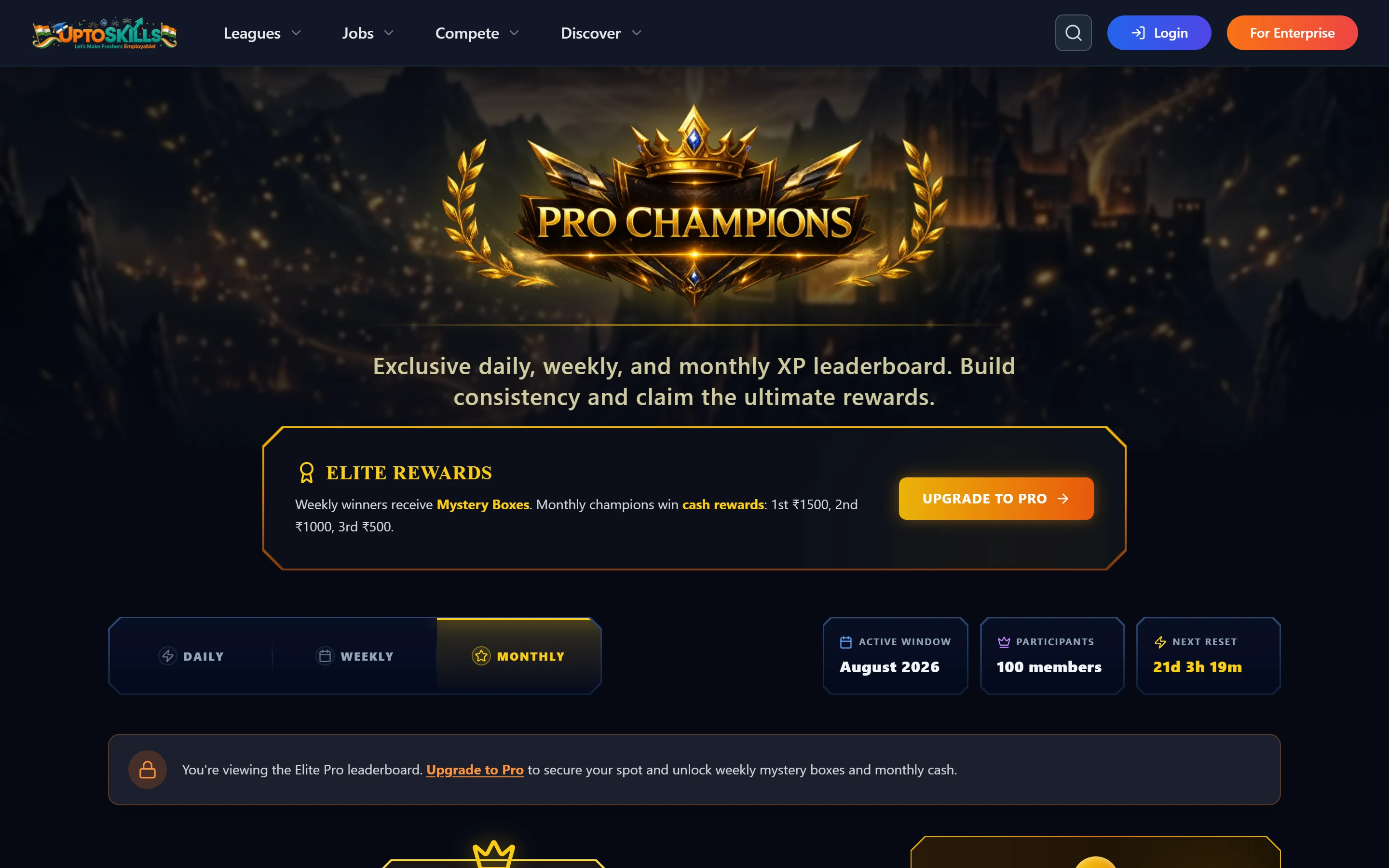 Pro rewards track XP race with monthly rewards