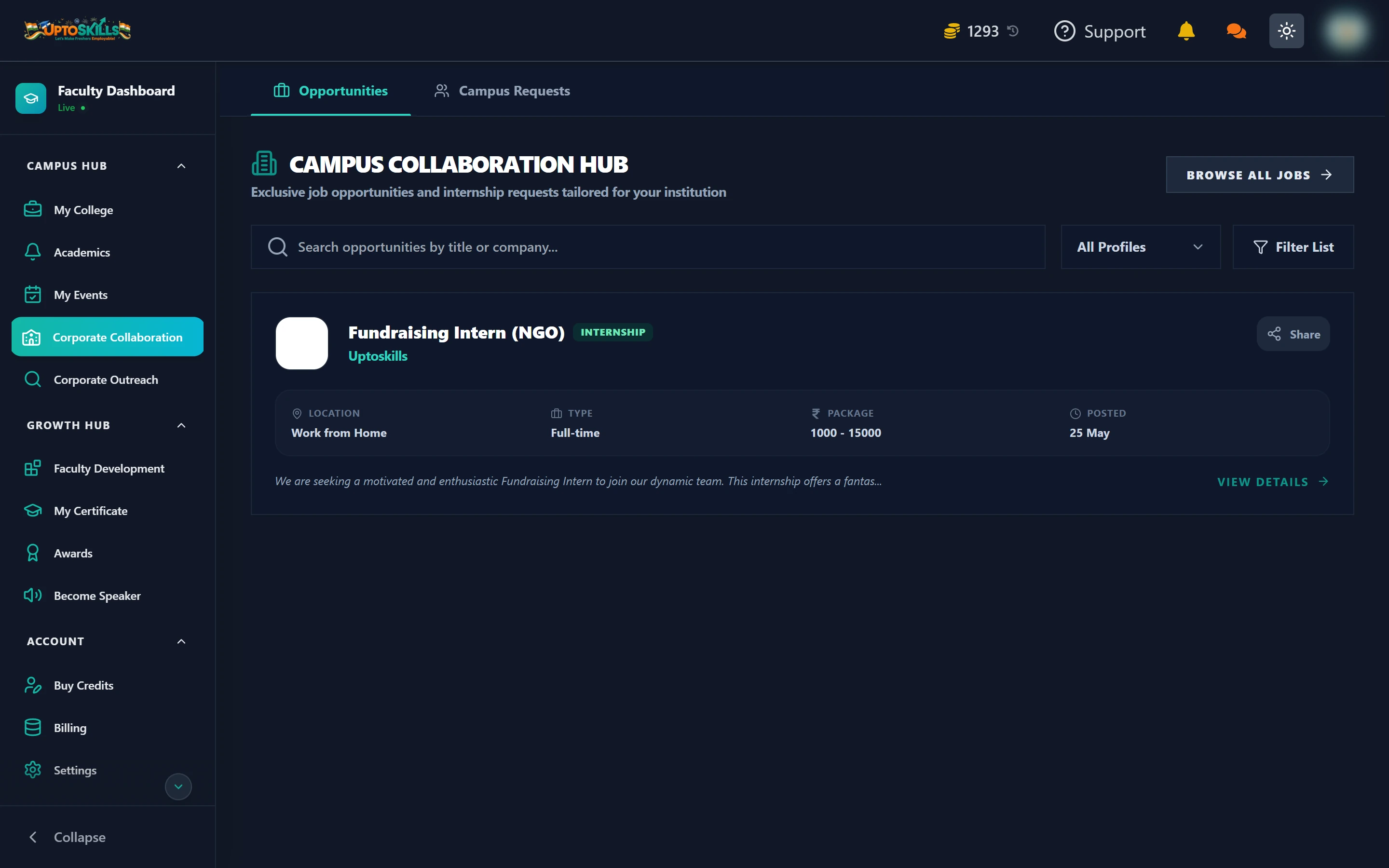 Campus Placement Drives and Corporate Collaboration for Faculty