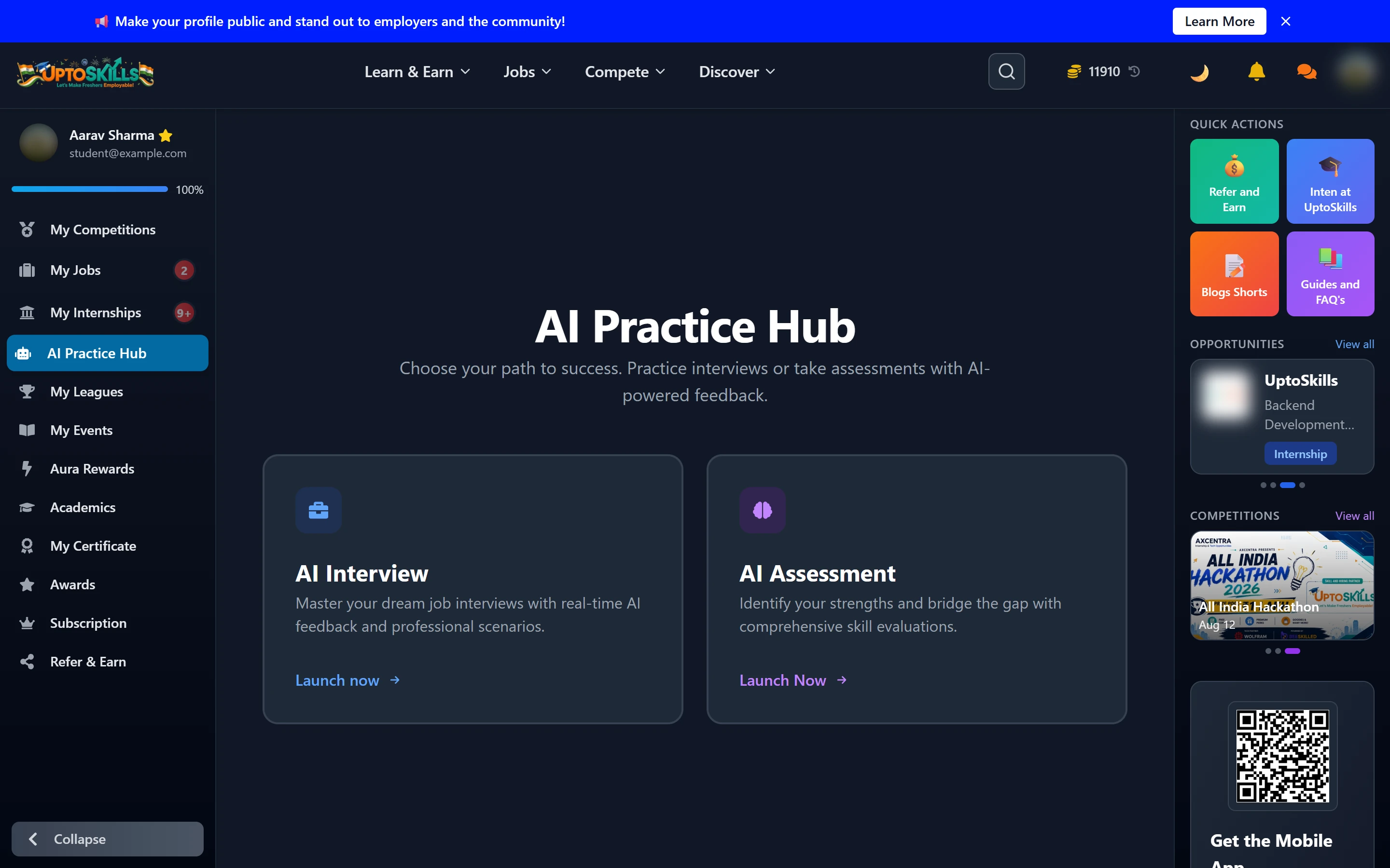 AI Practice Hub: Free Mock Interviews and Assessments for Students